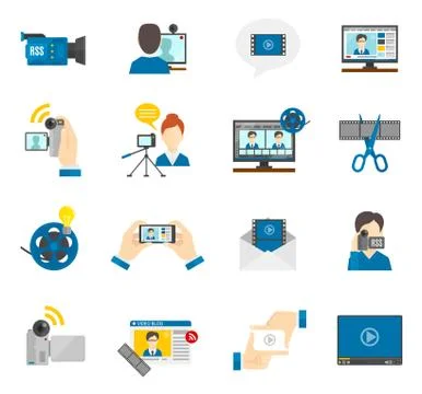 Flat Icon Video Blog Stock Illustration
