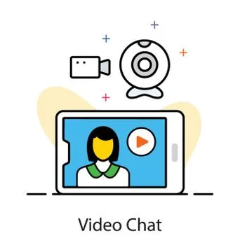 Flat icon of video chat isolated on white background Stock Illustration