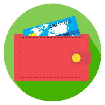 Flat icon wallet with money Stock Illustration