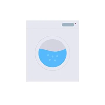 Flat Icon washing machine with blue water Illustrazione stock