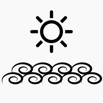 Flat icon wave and sun Stock Illustration