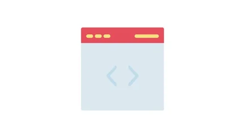 Flat icon of a web page featuring a code symbol. Stock Footage 334021135