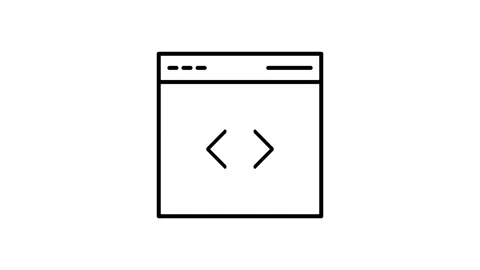 Flat icon of a web page featuring a code symbol, representing web developme.. Stock-Footage 334037586