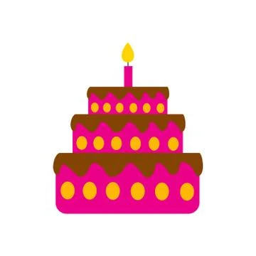 Flat icon on white background birthday cake Stock Illustration