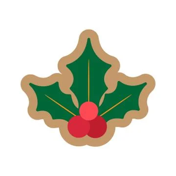 Flat icon on white background Christmas mistletoe Stock Illustration