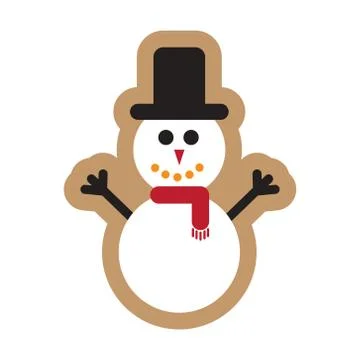Flat icon on white background Snowman in hat Stock Illustration