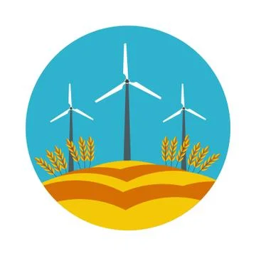 Flat icon windmill Stock Illustration