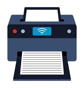 Flat icon. Wireless inkjet printer perspective front view. Printing documents 스톡 일러스트