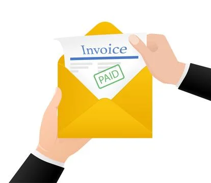 Flat icon with yellow invoice with envelope for financial report design Ilustración de archivo