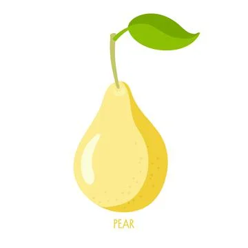 Flat icon yellow pear with leaf isolated on white background. Farmer Market Logo Stock-Illustration