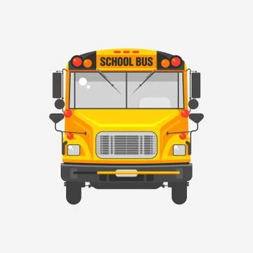 Flat icon yellow school bus Stock Illustration