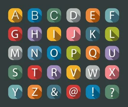 Flat icons alphabet Illustrazione stock