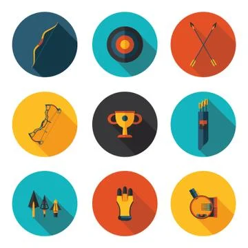 Flat icons archery Stock Illustration