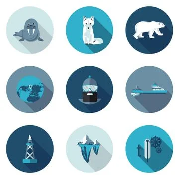 Flat icons Arctic Stock Illustration
