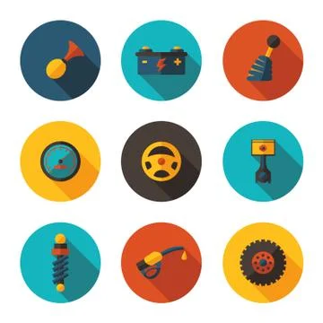 Flat icons auto Stock Illustration