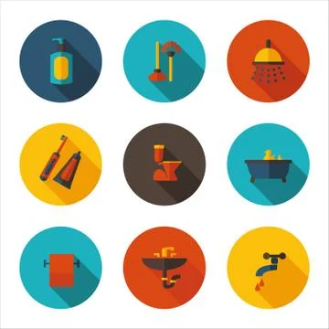 Flat icons bathroom in vector format Stock Illustration