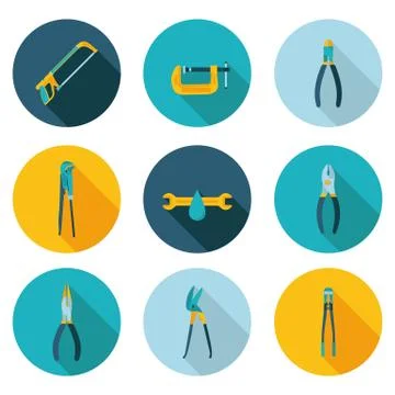 Flat icons bench tools Stock Illustration