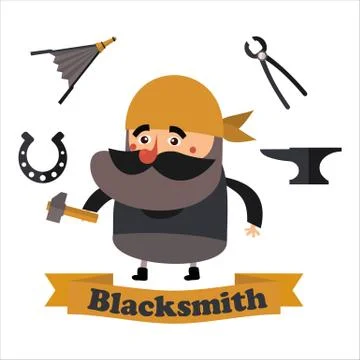 Flat  icons blacksmith Stock Illustration
