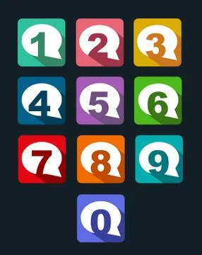 Flat icons bubble conversation numbers with long shadow Stock Illustration