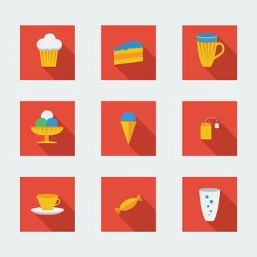Flat icons for cafe Stock Illustration