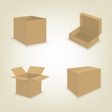 Flat icons of cardboard boxes, vector illustration. Illustrazione stock