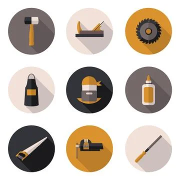 Flat icons carpenter Stock Illustration
