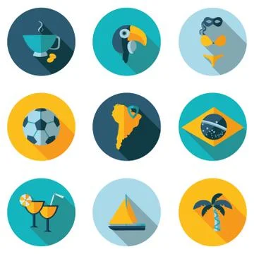 Flat icons Cinderella Stock Illustration