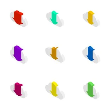 Flat icons clouds isometric, vector illustration. イラスト素材