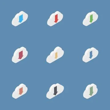 Flat icons clouds isometric, vector illustration. 스톡 일러스트
