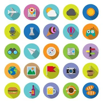 Flat icons collection with long shadow Illustrazione stock