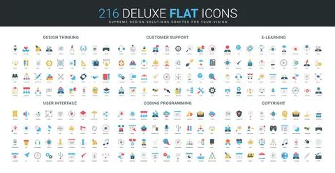 Flat Icons for Design Support E-Learning UI 스톡 일러스트