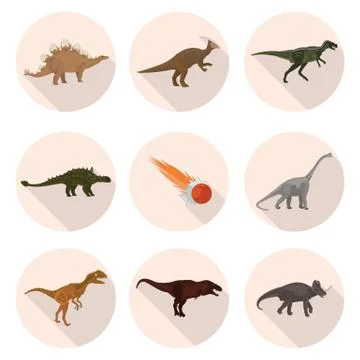 Flat icons dinosaurs Stock Illustration