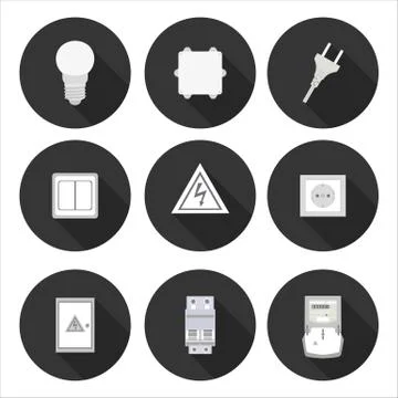 Flat icons electrician Stock Illustration