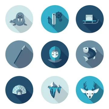 Flat icons eskimo Stock Illustration