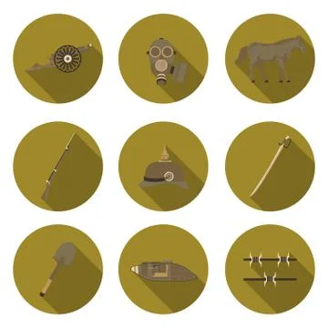 Flat icons the first world war Stock Illustration