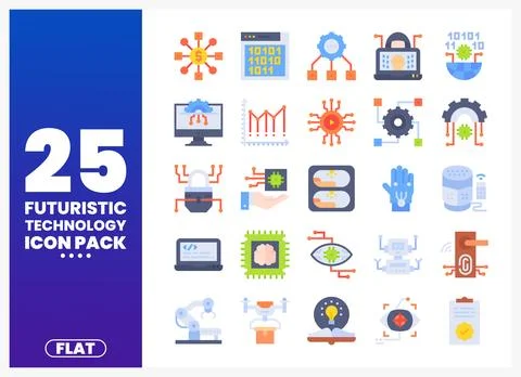 Flat icons for futuristic technology Stock Illustration