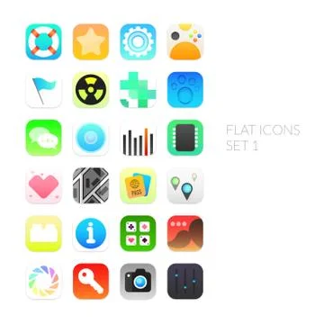 Flat icons gradient style with rounded corners Illustrazione stock