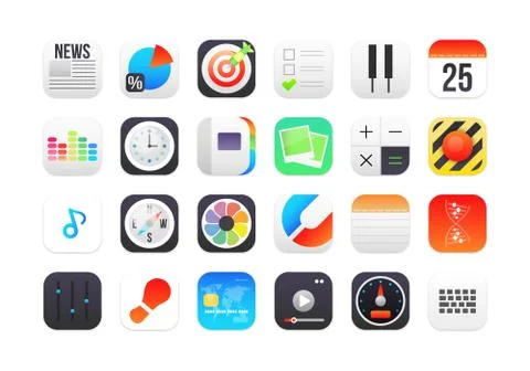 Flat icons gradient style with rounded corners Ilustração Stock