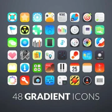Flat icons gradient style with rounded corners Illustrazione stock