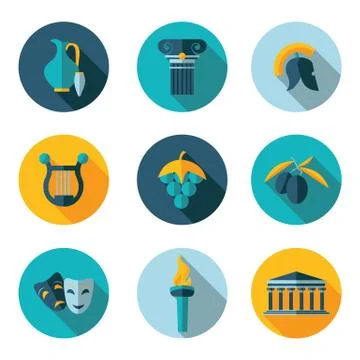 Flat icons Greece Stock Illustration