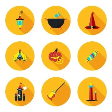 Flat icons of Halloween Stock Illustration
