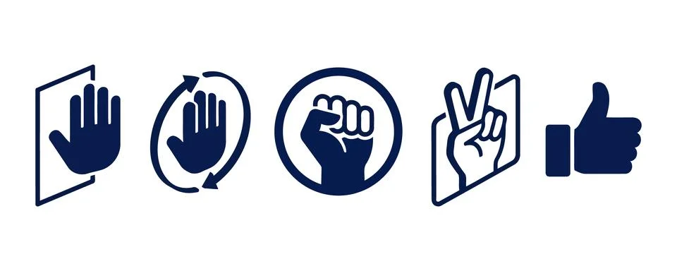 Flat icons of hand gestures with different meanings Vector Stock Illustration