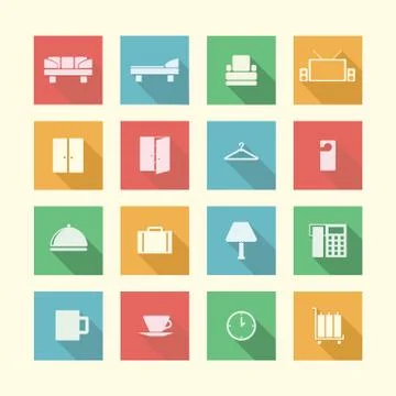 Flat icons for hotel Stock Illustration