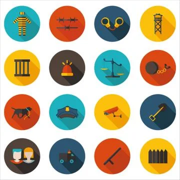 Flat icons imprisonment Stock Illustration