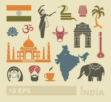 Flat icons of India Stock Illustration