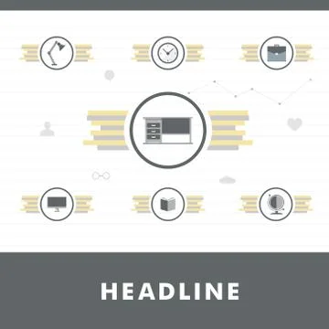 Flat icons interior items in the workroom Stock Illustration