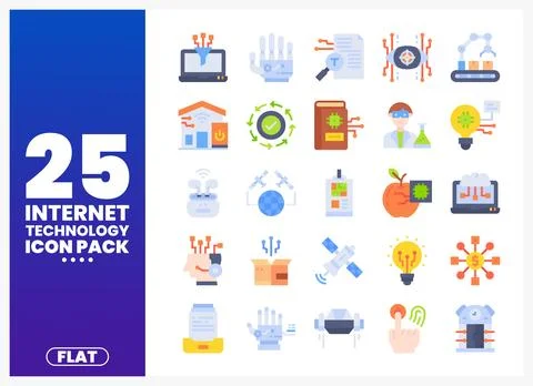 Flat icons for internet technology concepts. presented in a clean. modern g.. Ilustração Stock