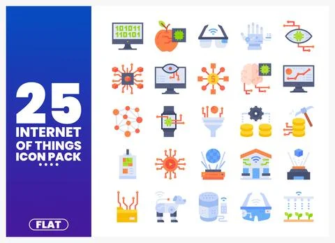 Flat icons for Internet of Things concepts. technology. and connectivity Stock Illustration