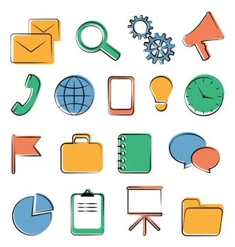 Flat icons isolated Stock Illustration