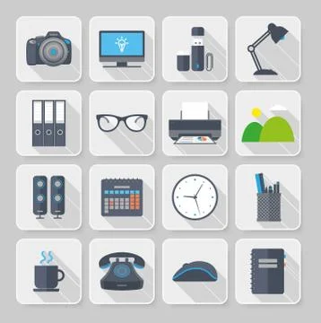 Flat icons with long shadow Illustrazione stock